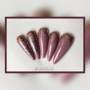 Mauve Glitter Ombre Press Ons